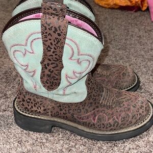 Ariat Fat Baby leopard teal boots
